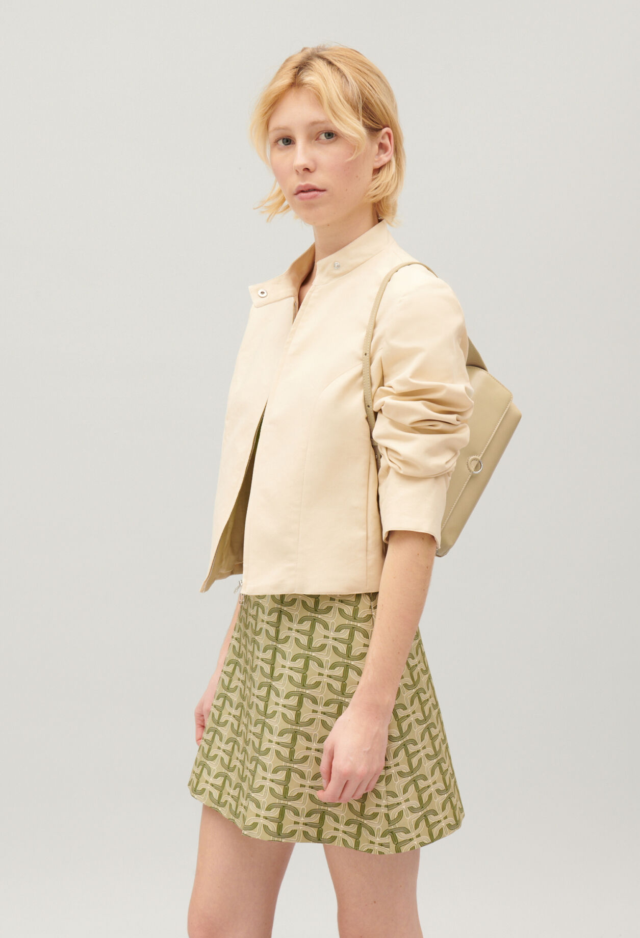 Pale beige biker jacket