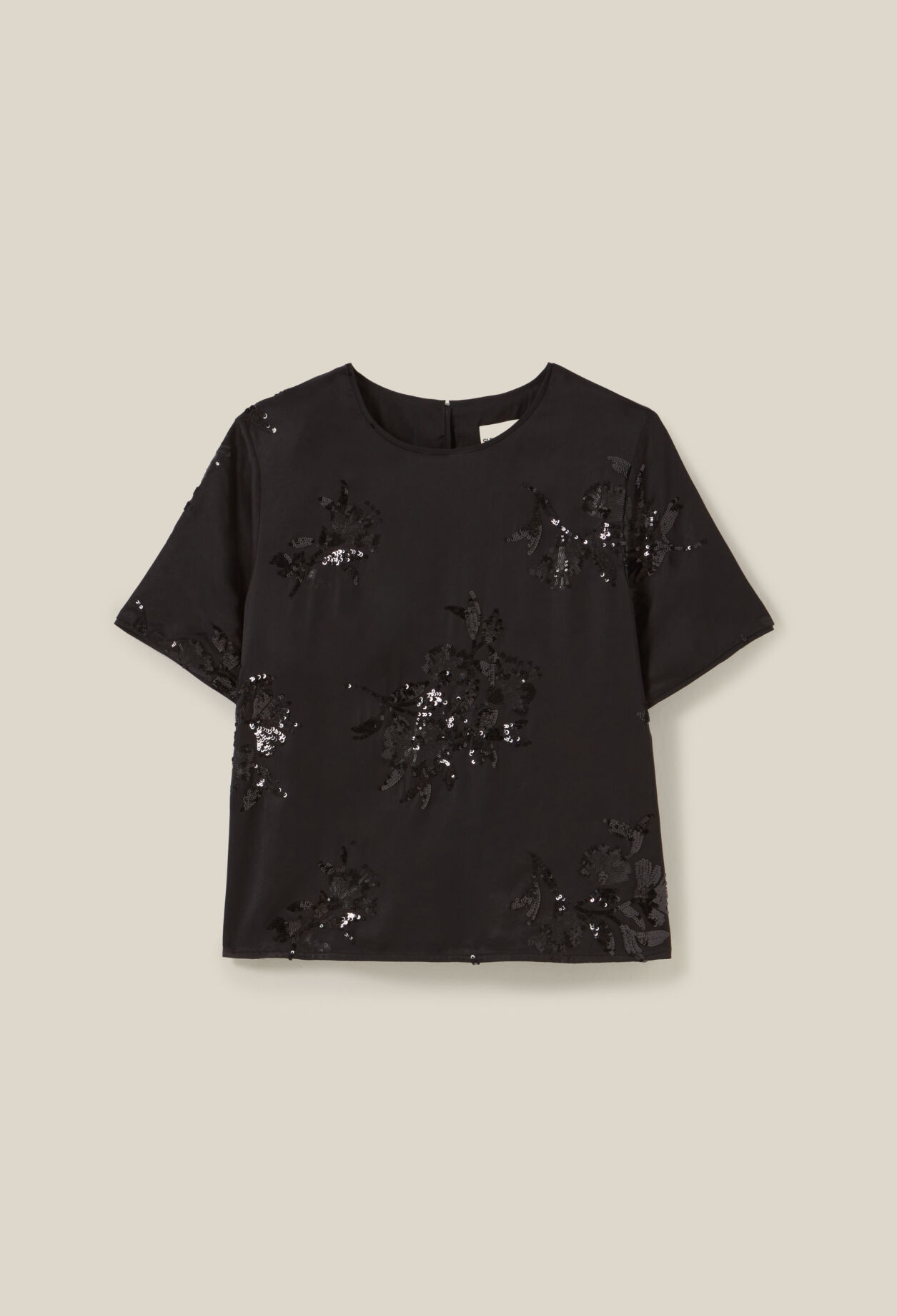 Black top with embroidered sequins