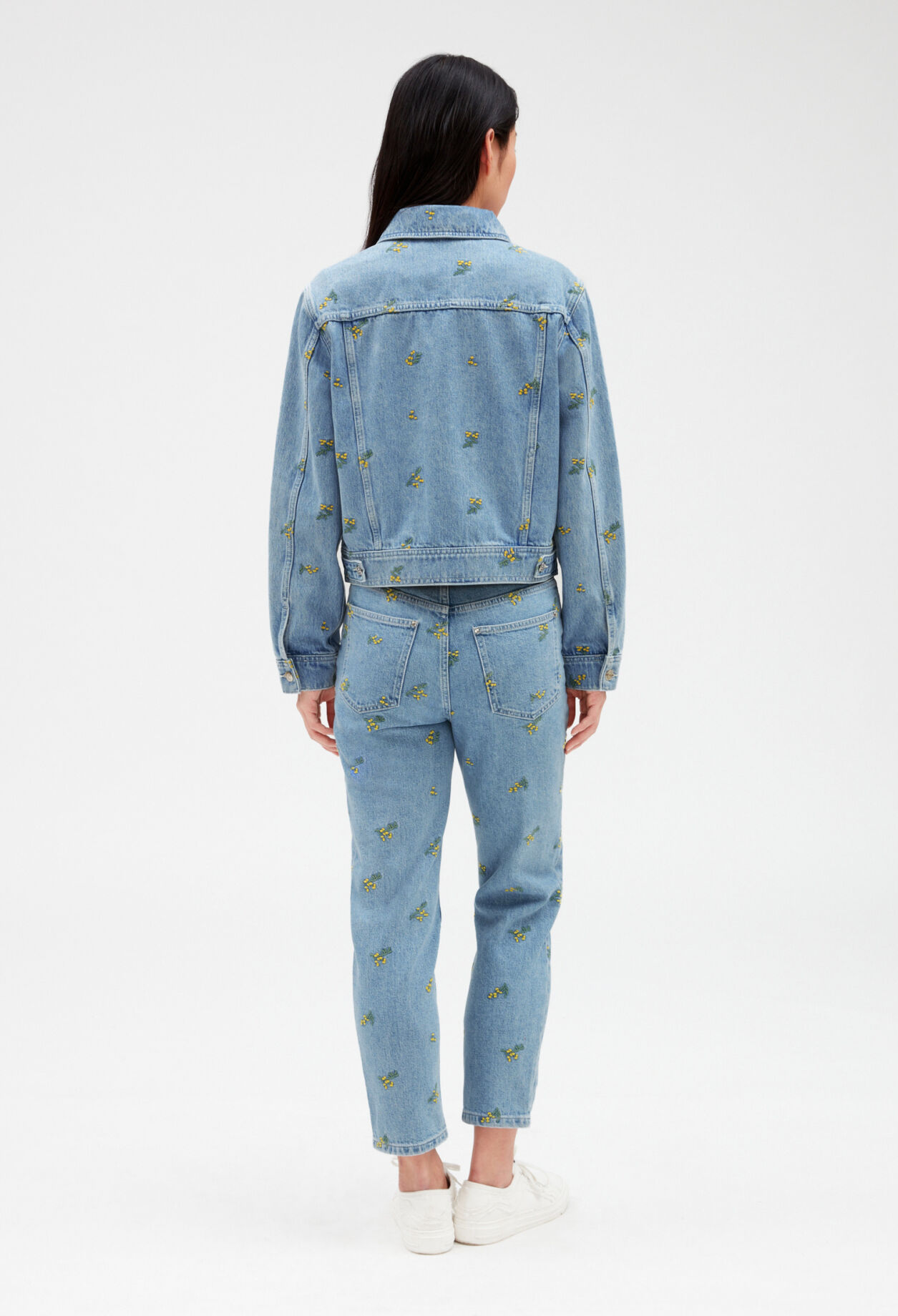 Denim jacket with mimosa pattern Denim jacket with mimosa pattern