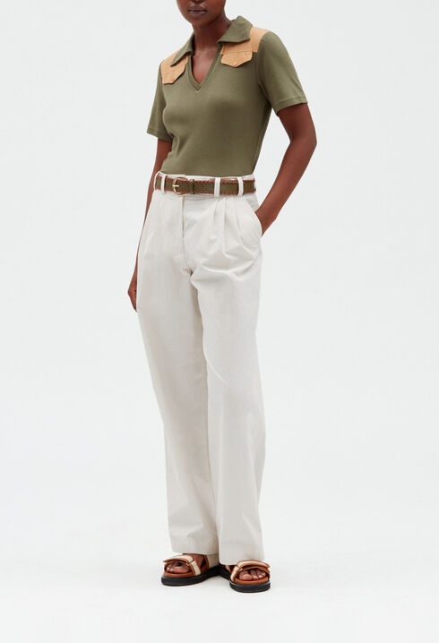 Wide ivory trousers