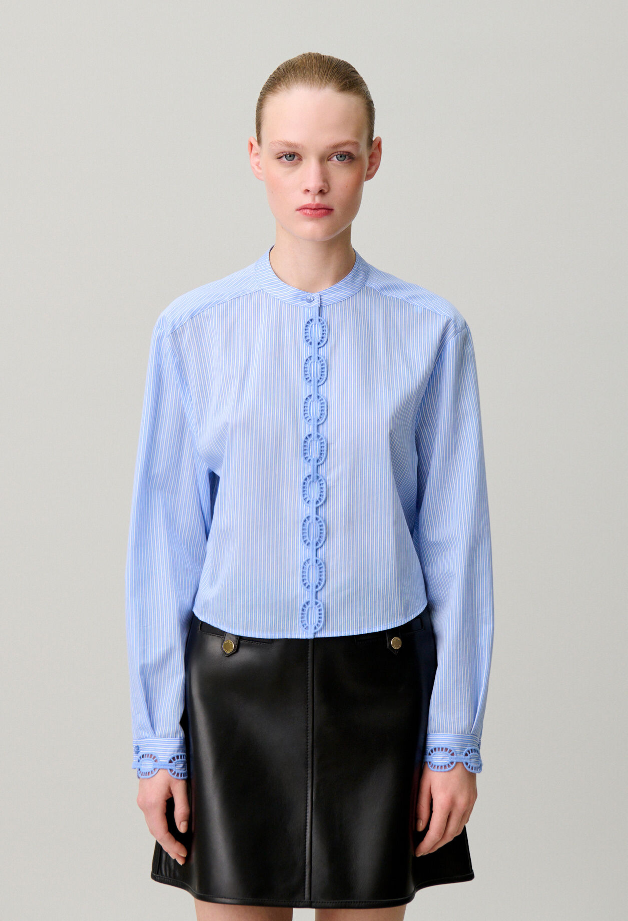 Striped poplin shirt