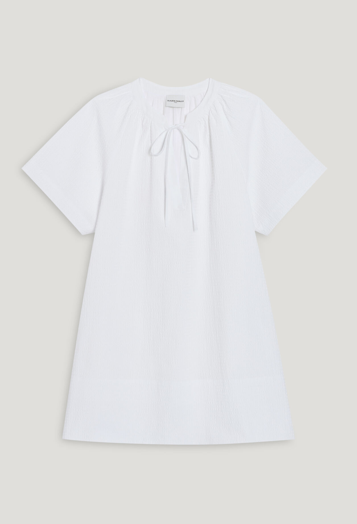 Short white lace-up dress