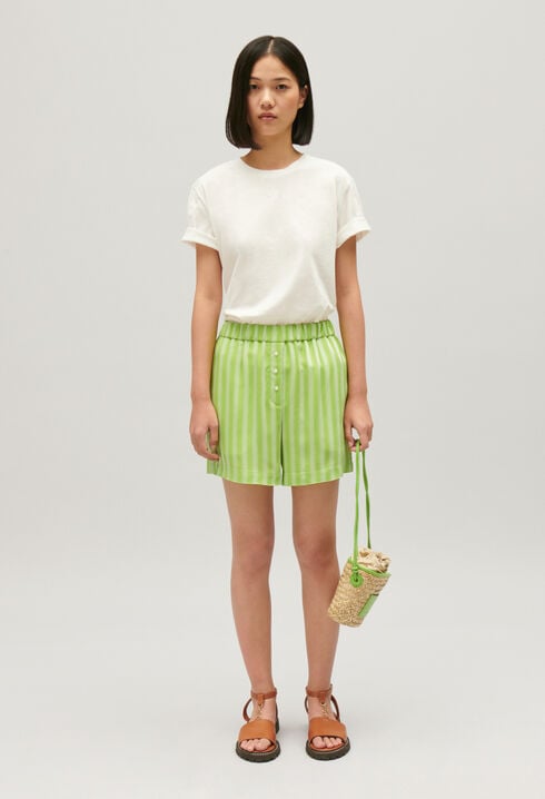 Matcha striped loose-fit shorts