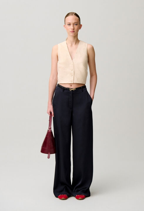 Straight satin trousers