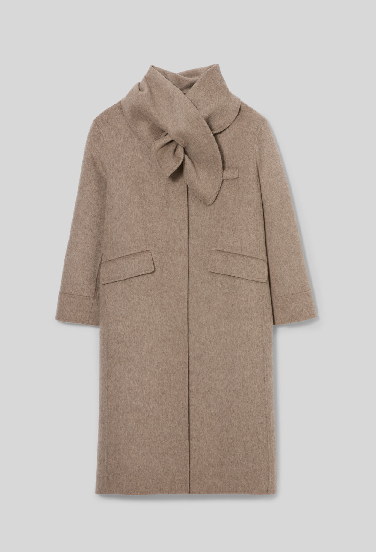 Long wool scarf collar coat