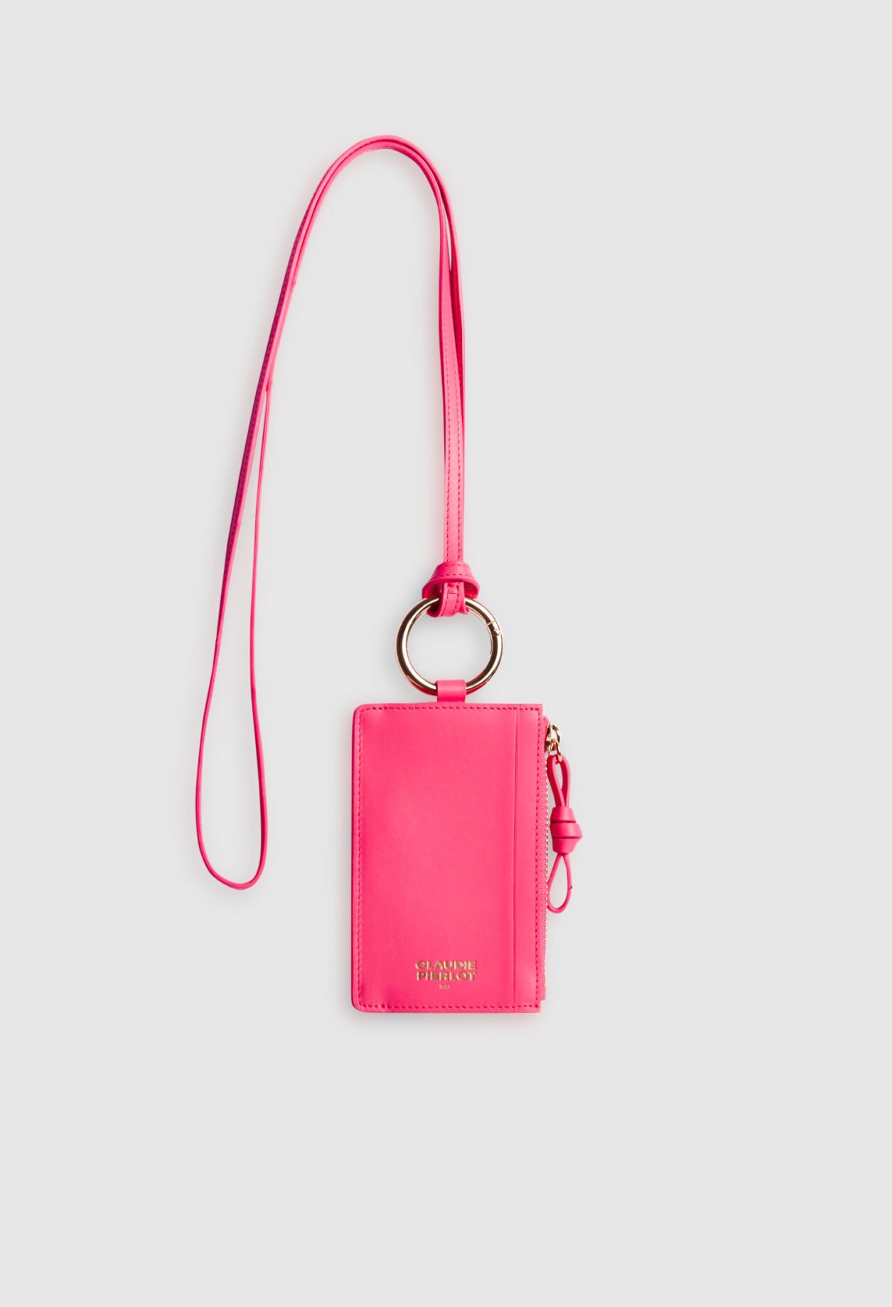 Leather cardholder with shoulder strap