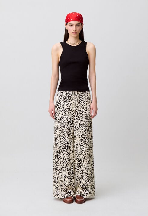 Animal print satin trousers