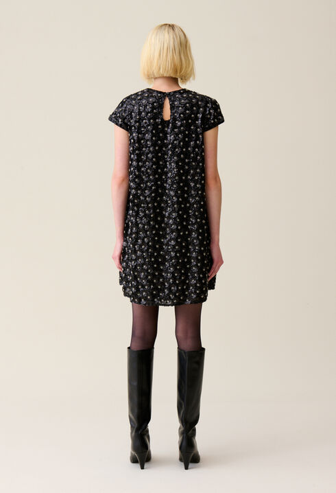 Embroidered babydoll mini dress