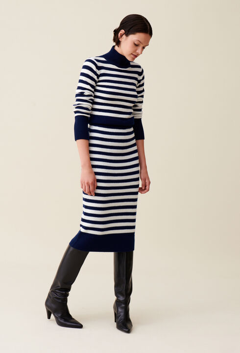 Striped knit sailor skirt
