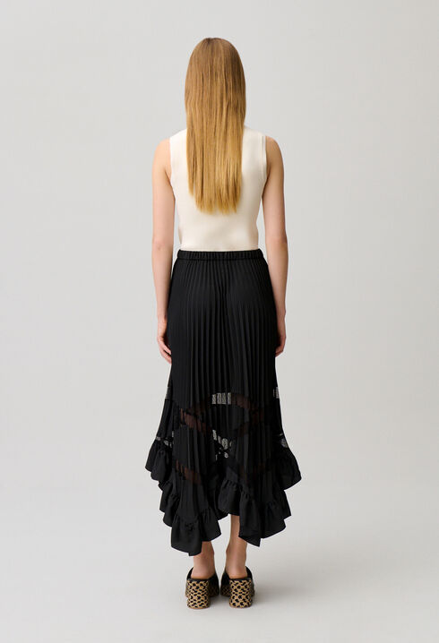 Asymmetrical pleated skirt