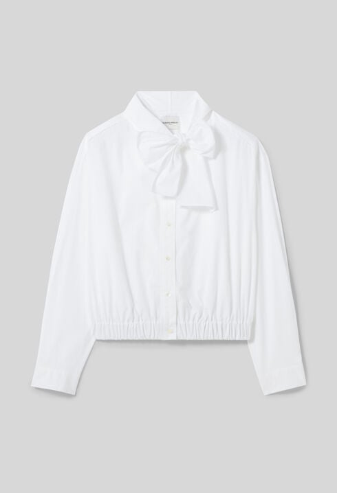 Pussy-bow poplin blouse
