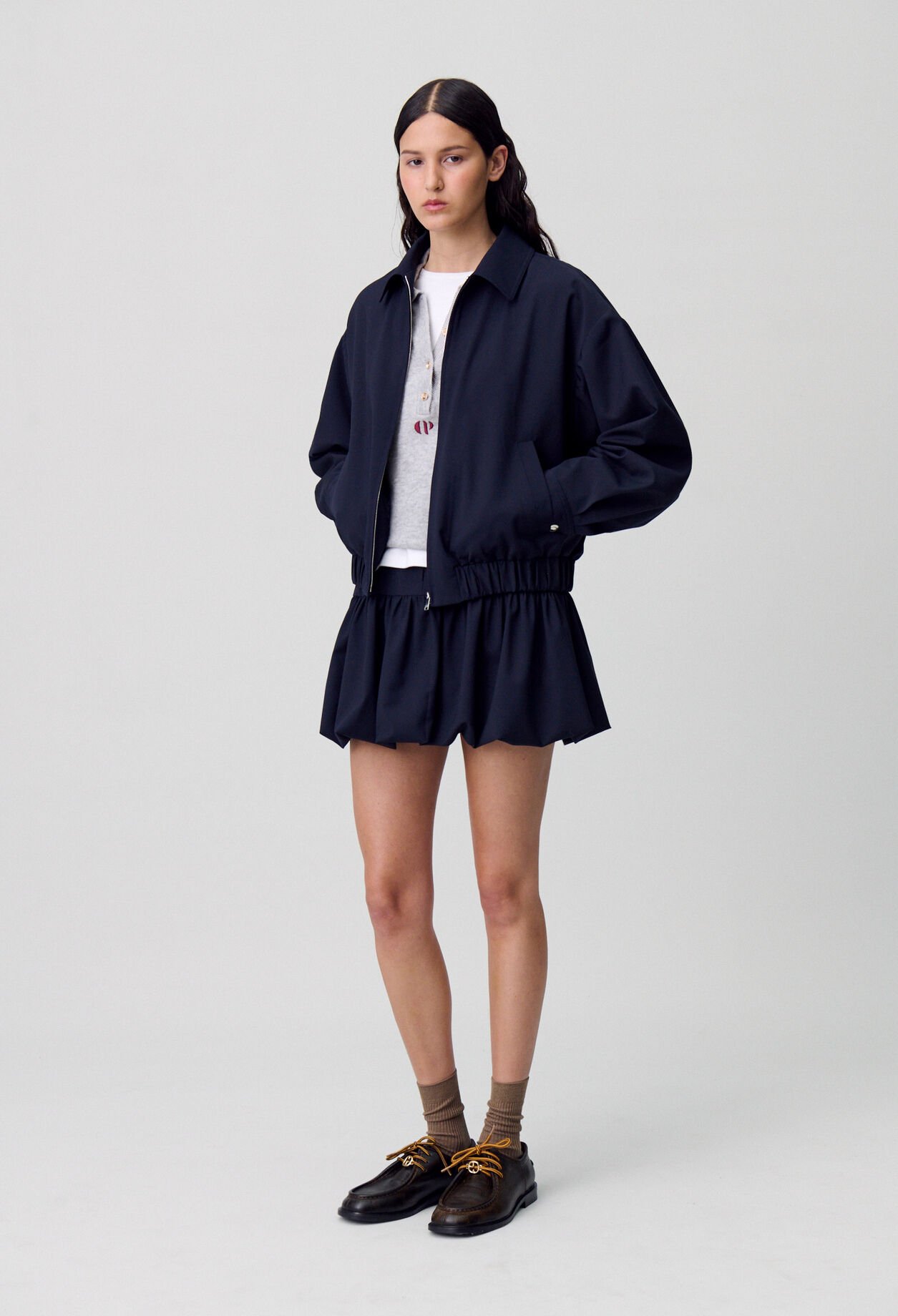 Short wool bubble skirt