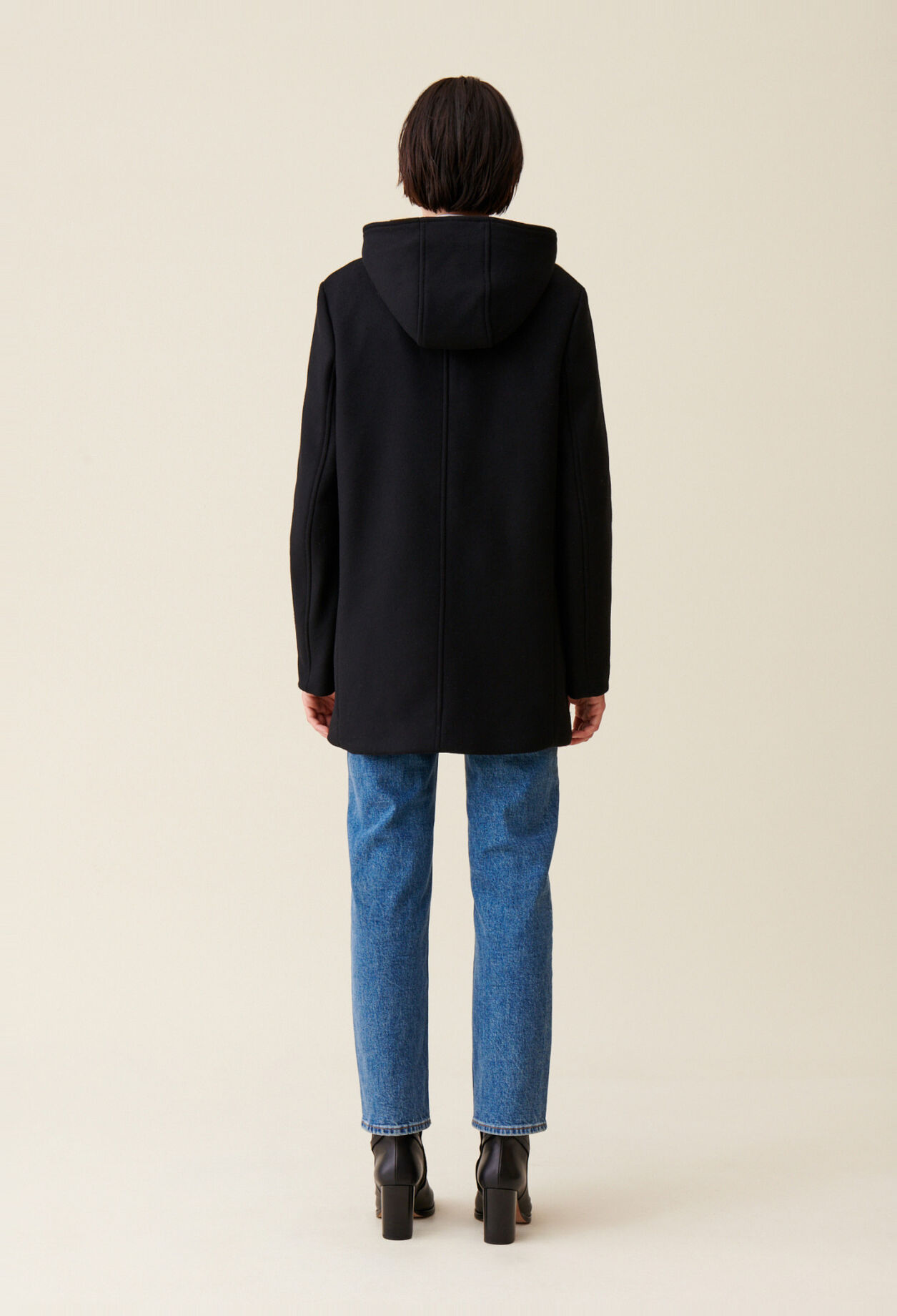 Black hooded coat