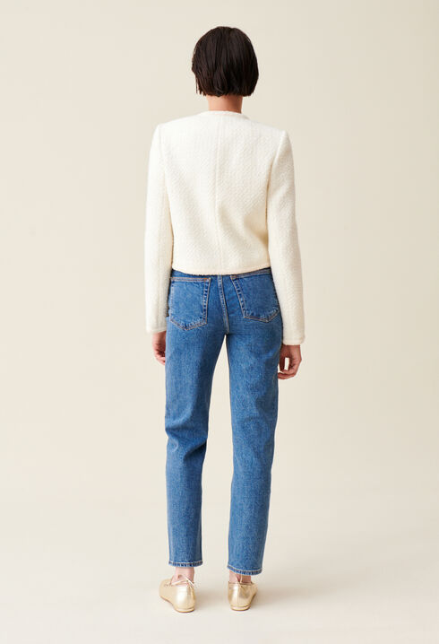 Short ivory tweed jacket 