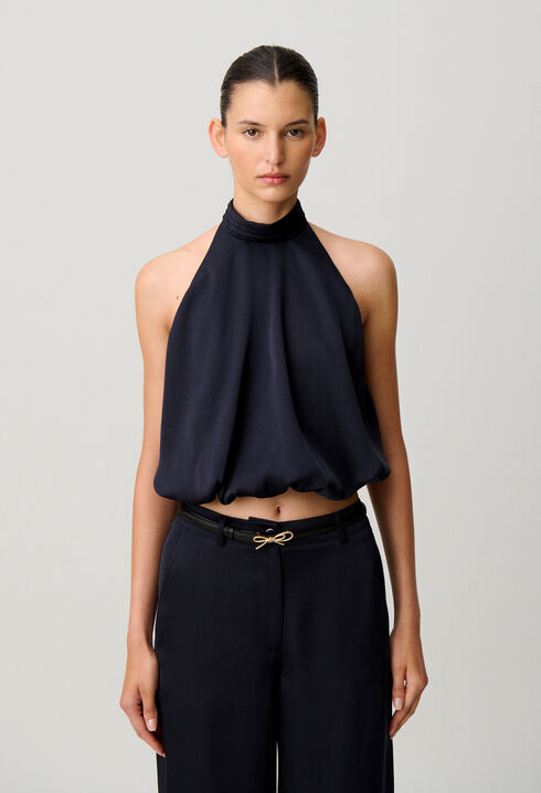 Satin Open-Back Top