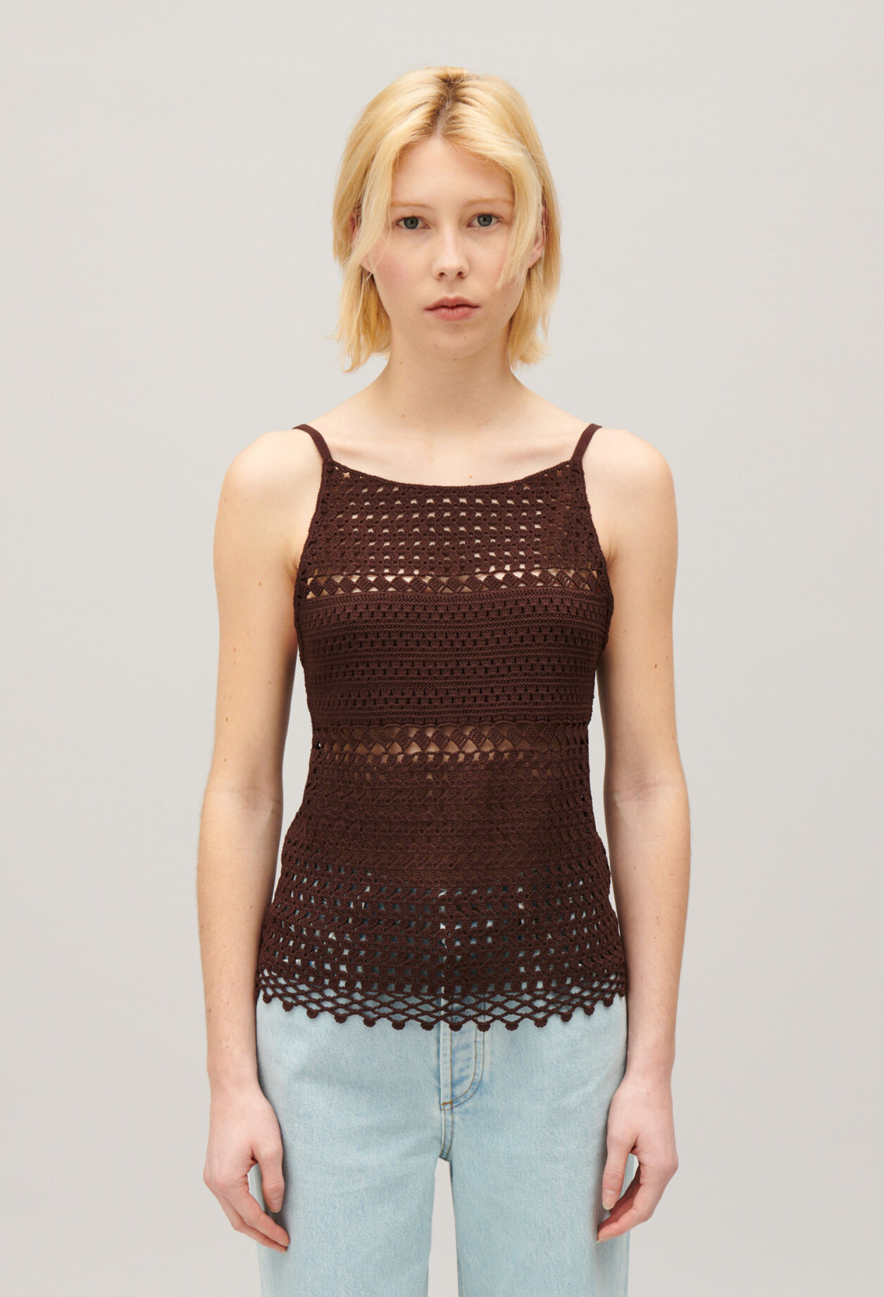Brown crochet top