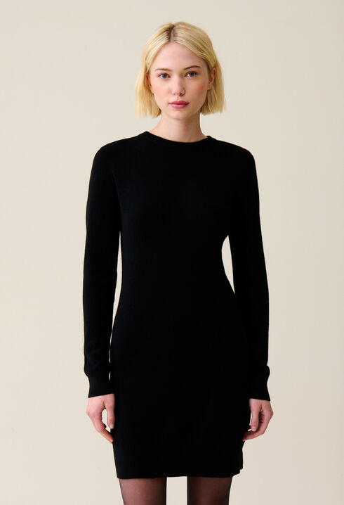 Black knit dress removable collar