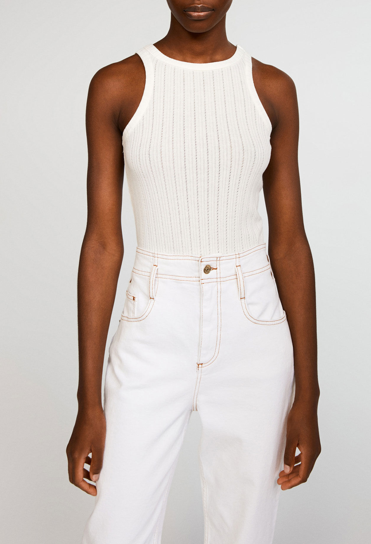 Organic cotton vest with trim Organic cotton vest with trim