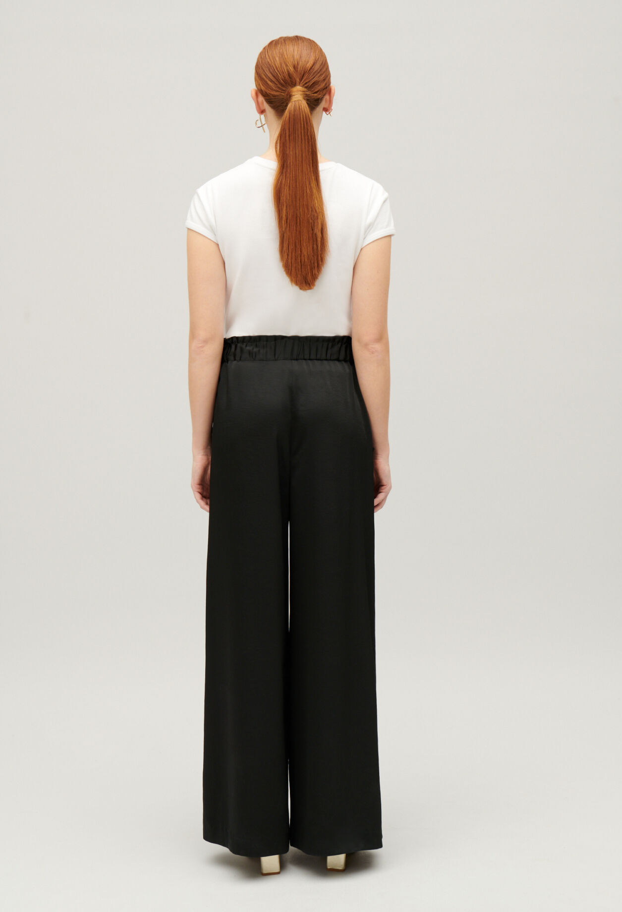 Wide-leg trousers with smocked waistband