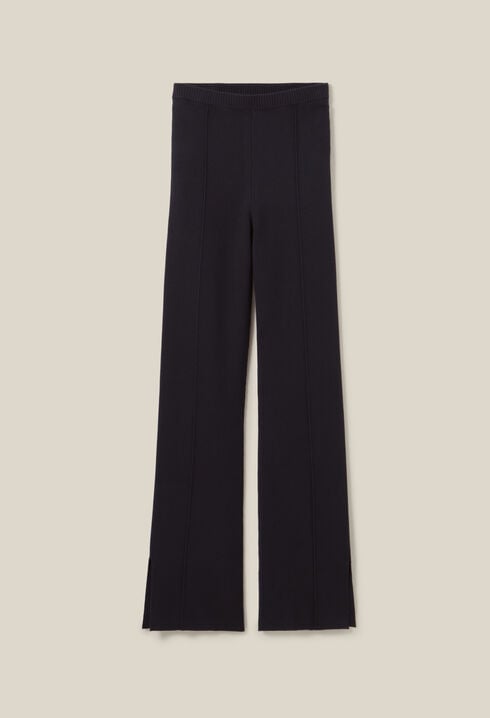 Navy blue knitted trousers