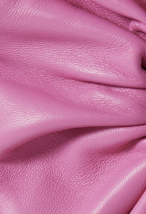 Leather scrunchie with topstitching