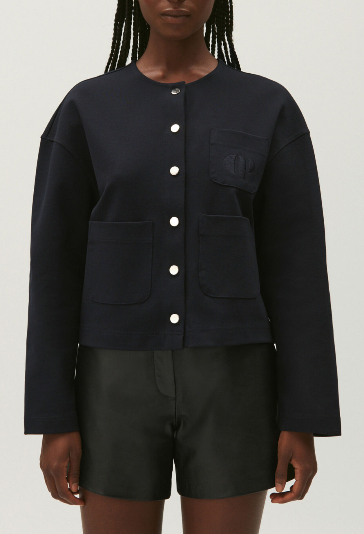 Navy blue cropped cardigan