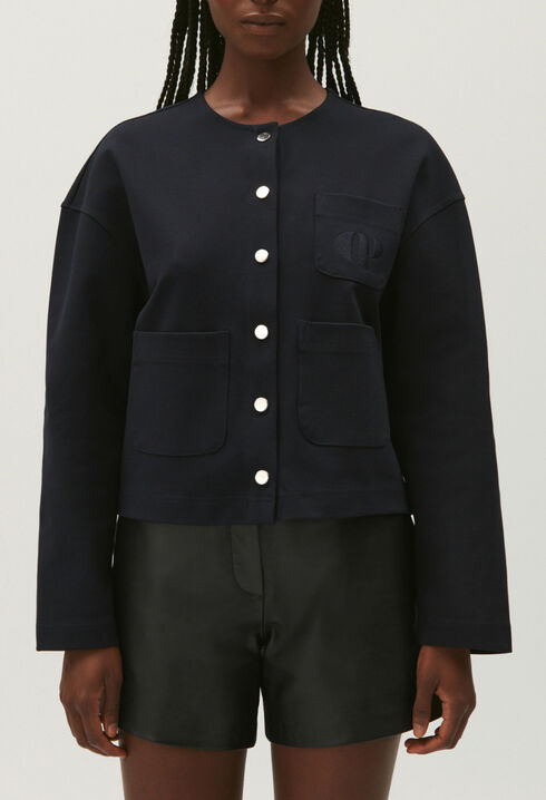 Navy blue cropped cardigan