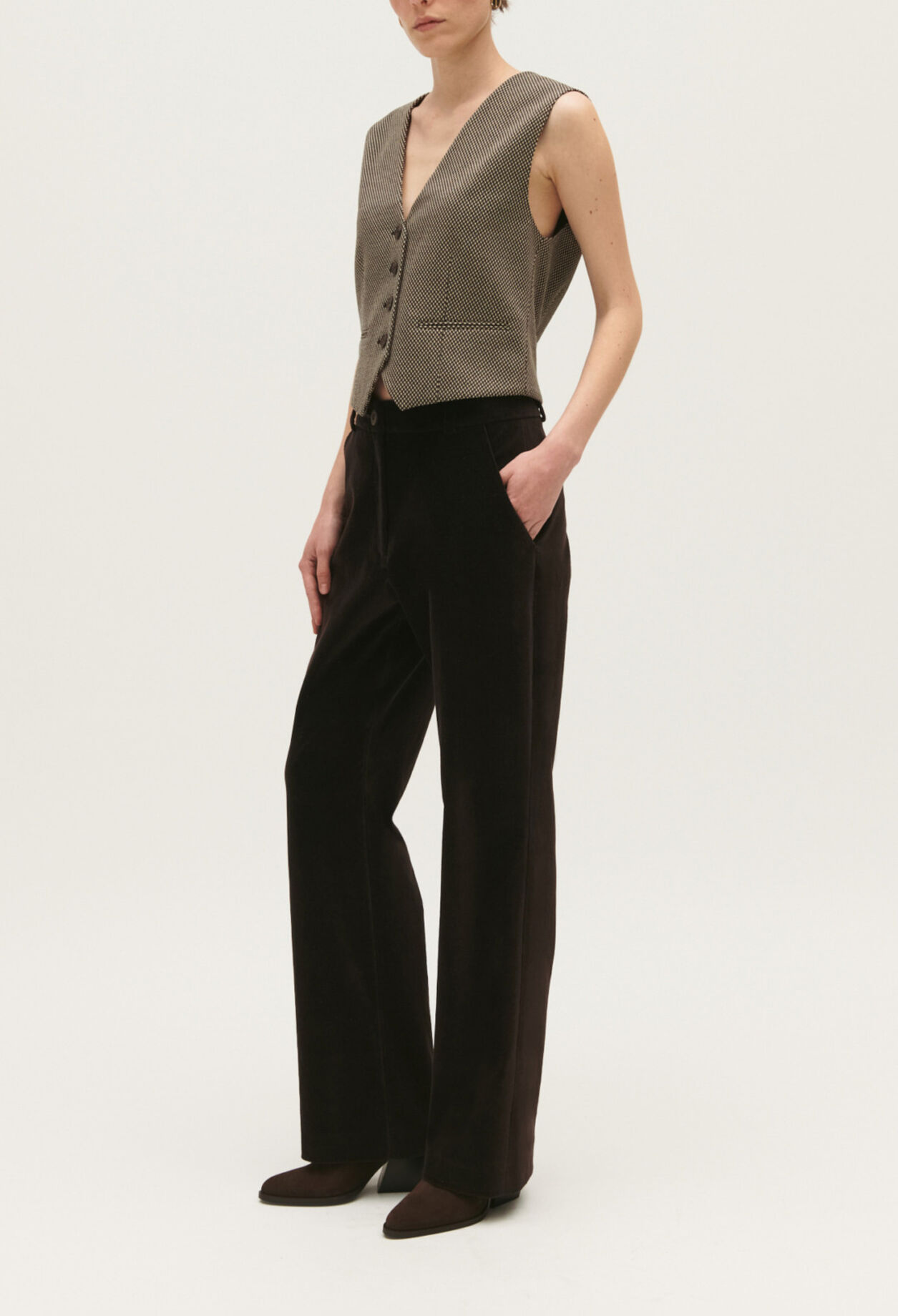 Chocolate velvet suit trousers