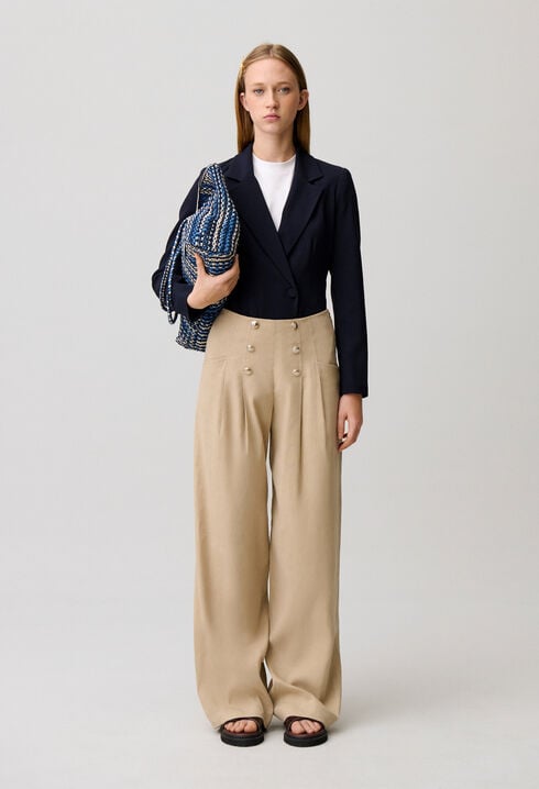 Buttoned linen trousers