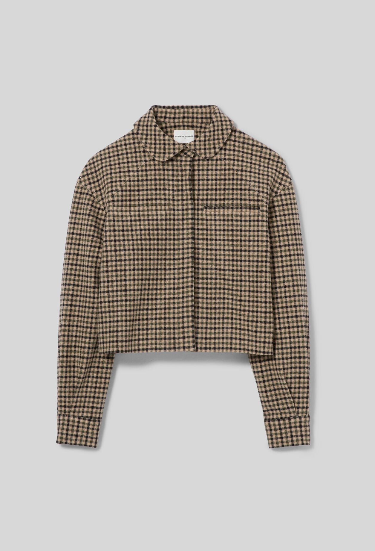 Short checked wool blend jacket