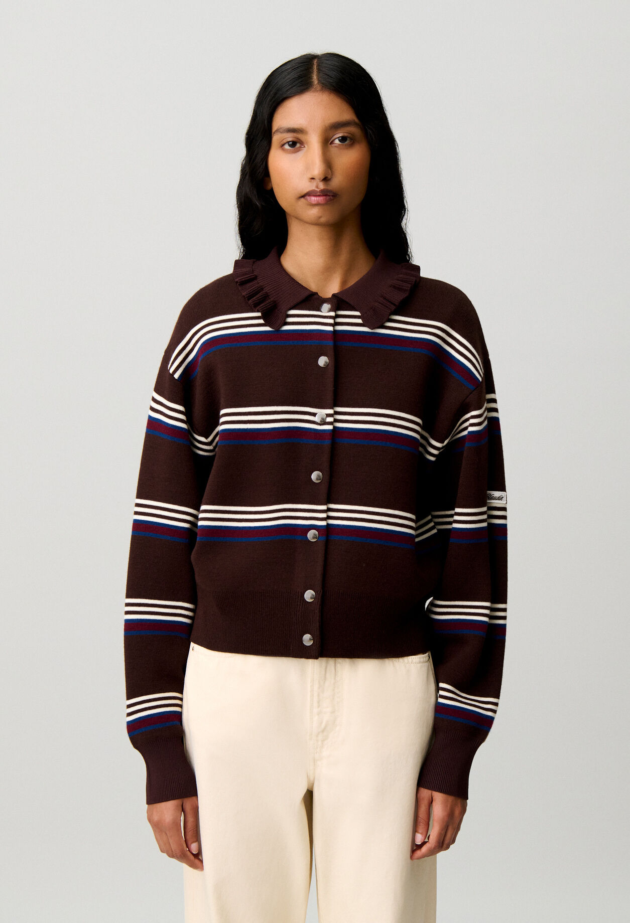Striped knitted cardigan