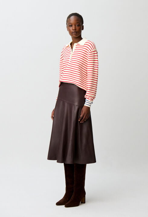 Mid-length leather skirt