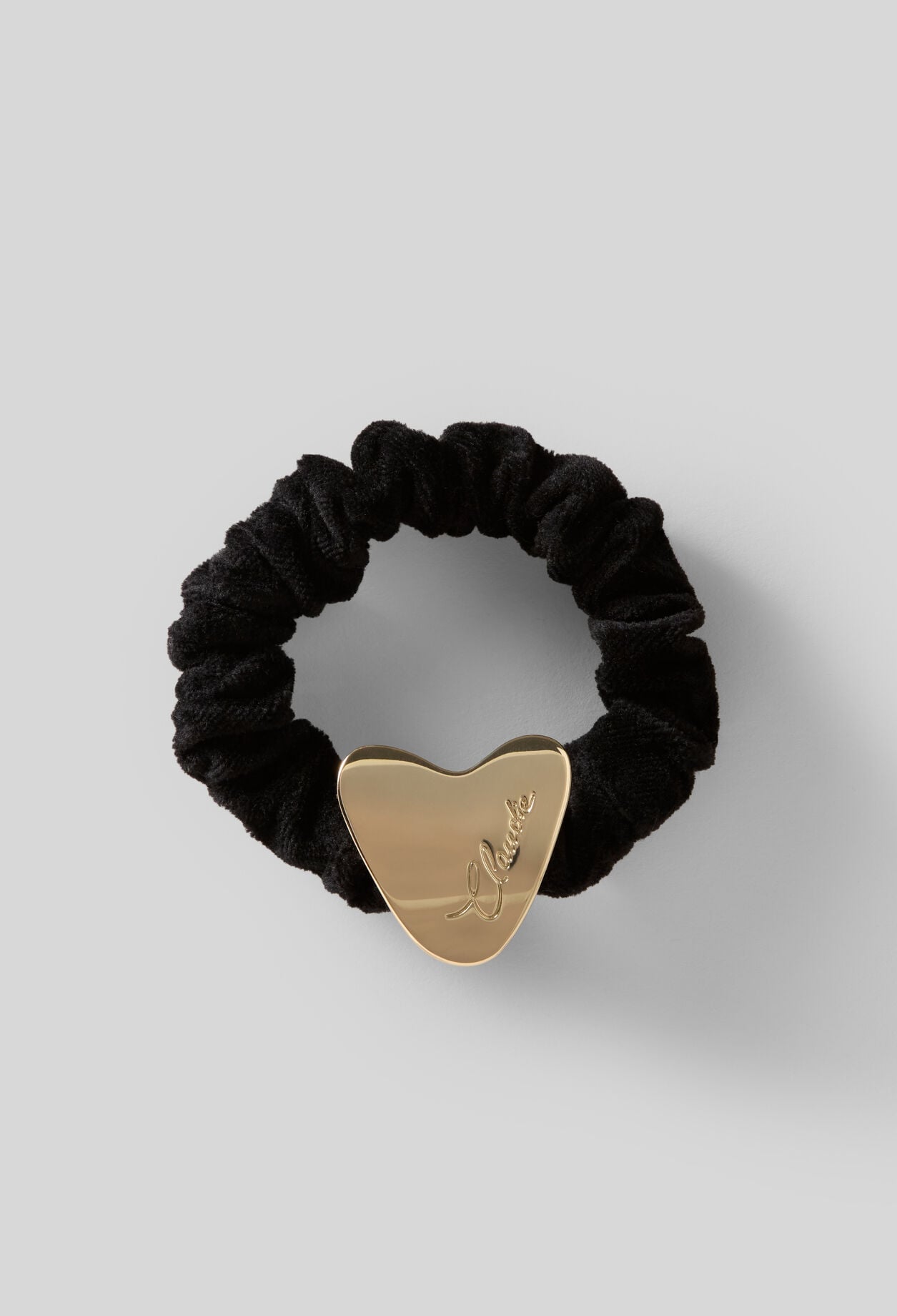 Velvet scrunchie with gold heart