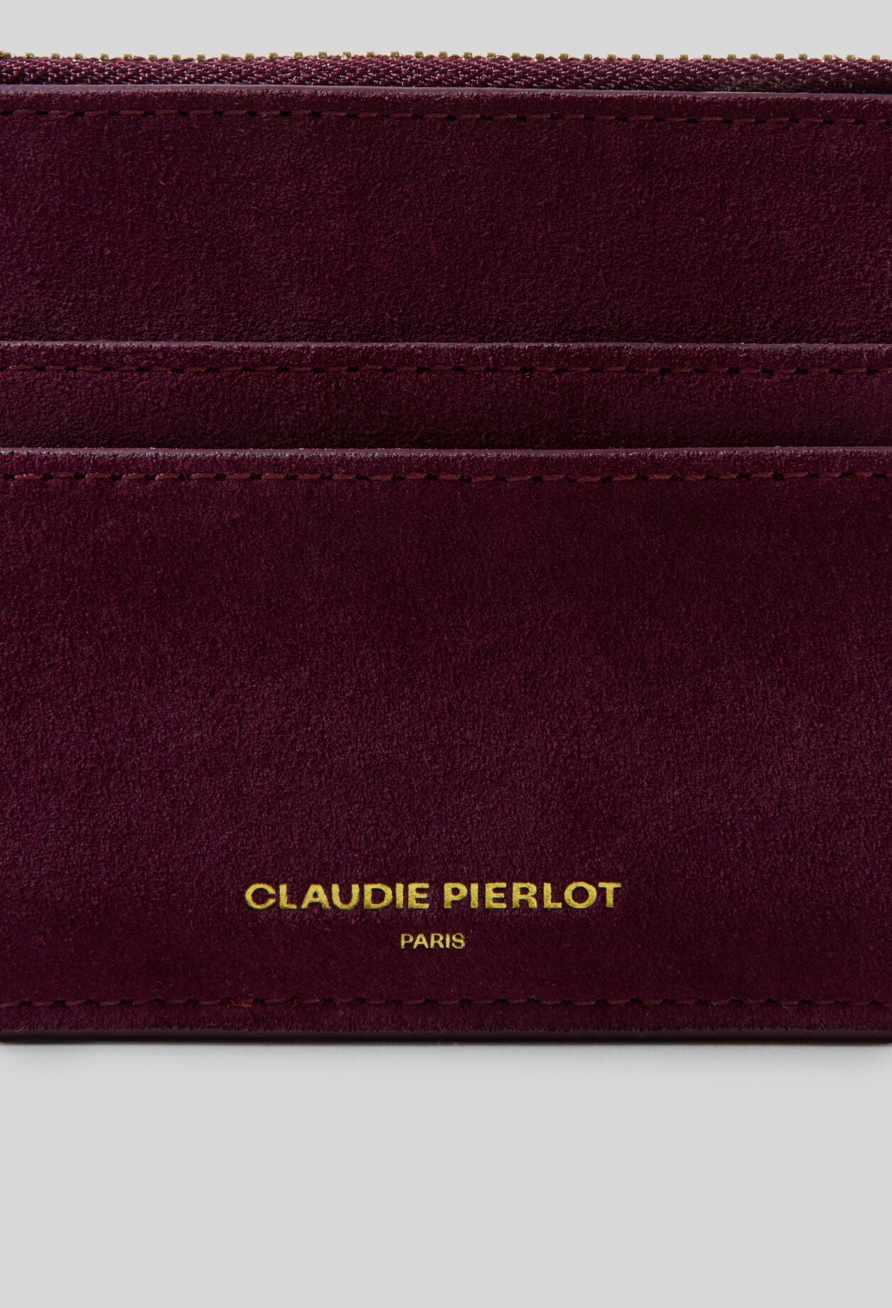 Beige suede zipped card holder