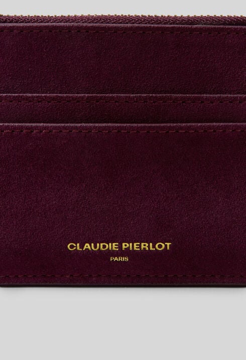 Beige suede zipped card holder