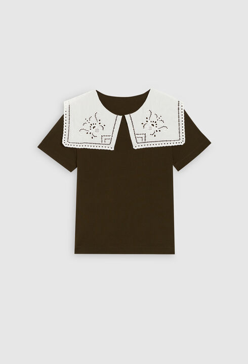 T-shirt droit à col claudine