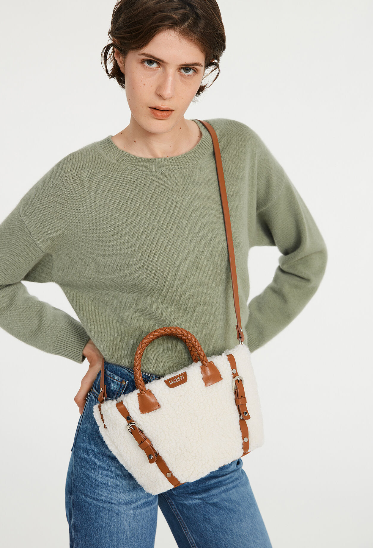 Mini sac cabas Azelie peau lainée Mini sac cabas Azelie peau lainée