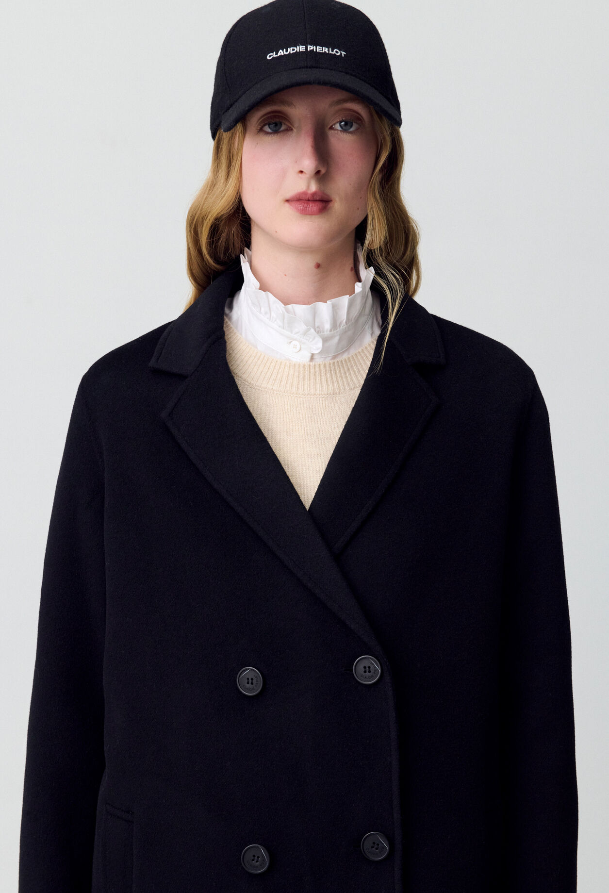 Black straight mid-length coat