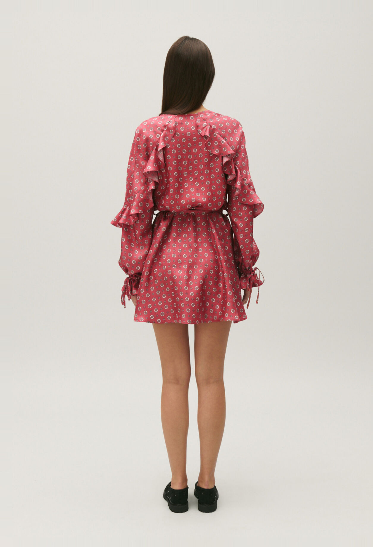 Printed satin mini dress