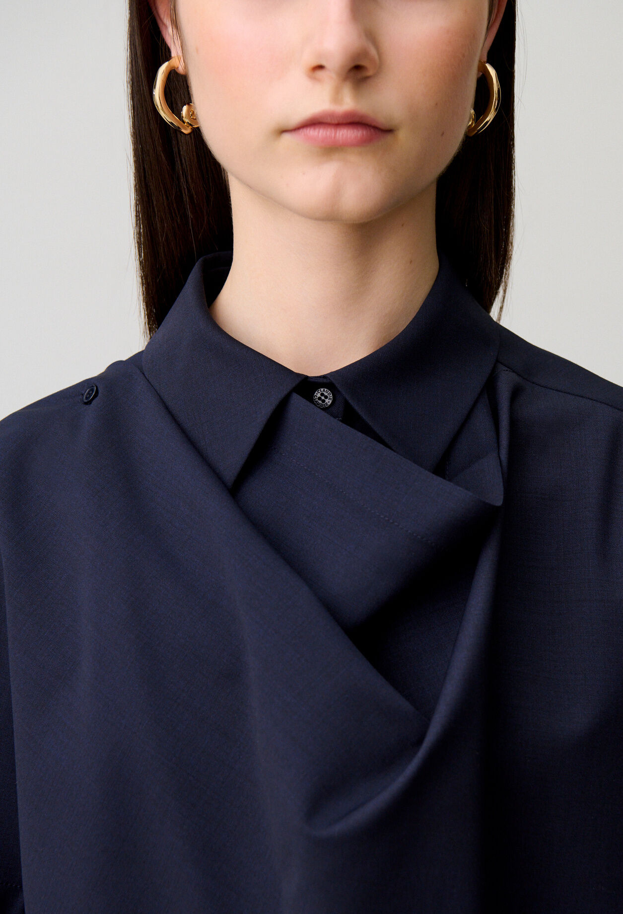 Wool blend shawl jacket