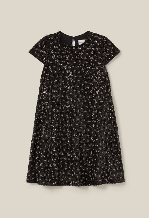 Embroidered babydoll mini dress