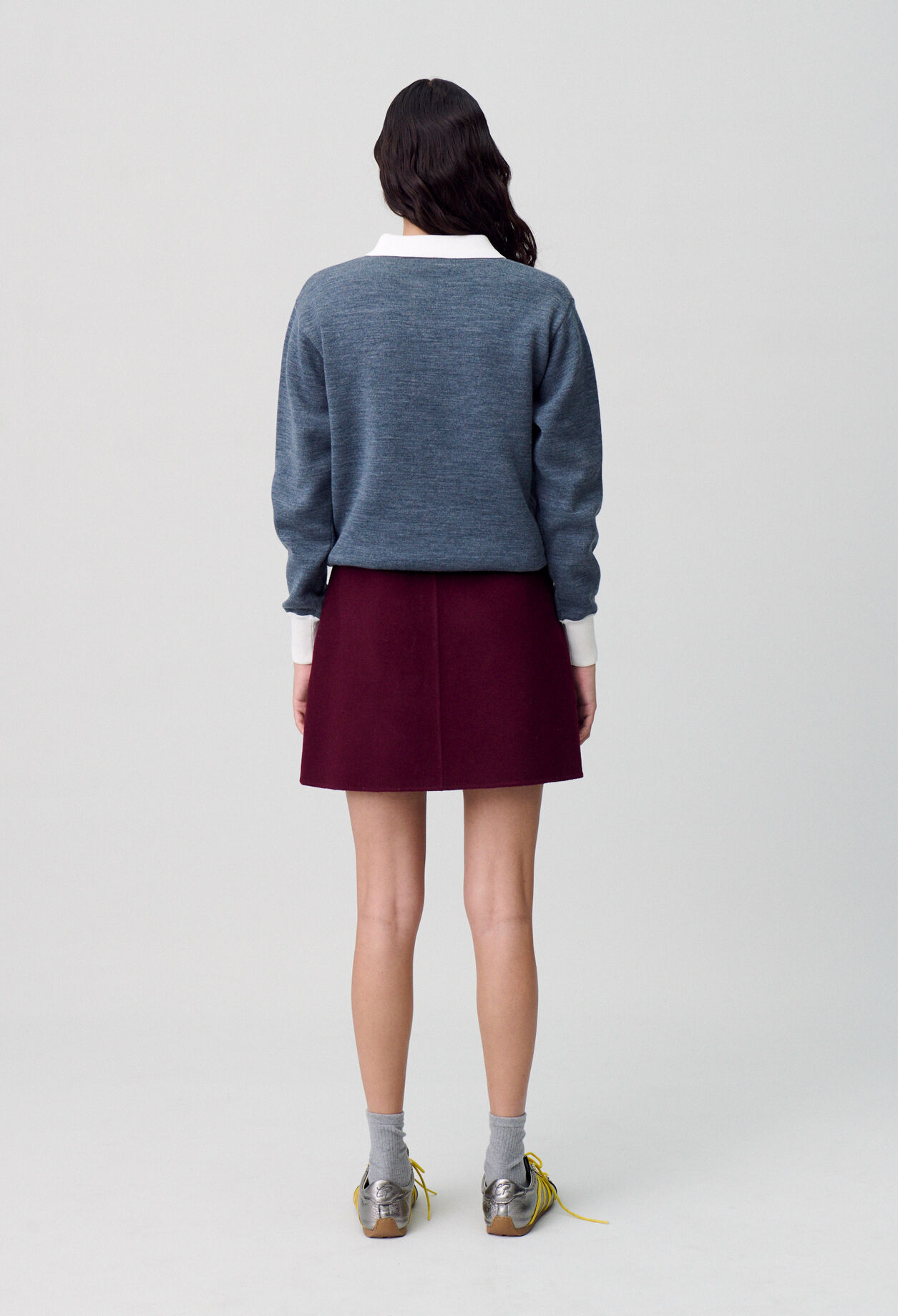 Short Straight Wool Skirt