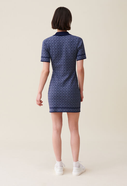 Navy monogram short dress