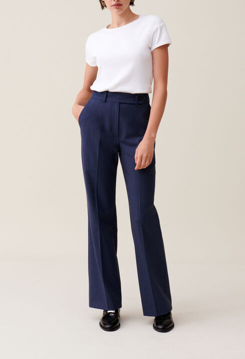Navy wool suit trousers