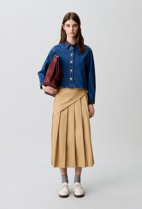Pleated midi skirt