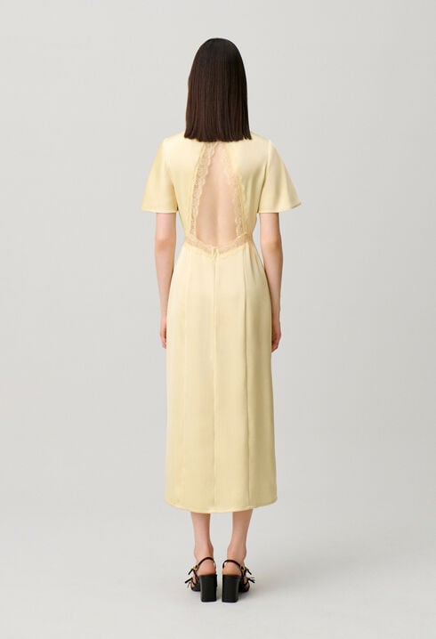 Satin lace open-back dress