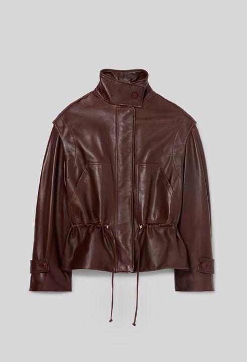Wide-cut leather jacket
