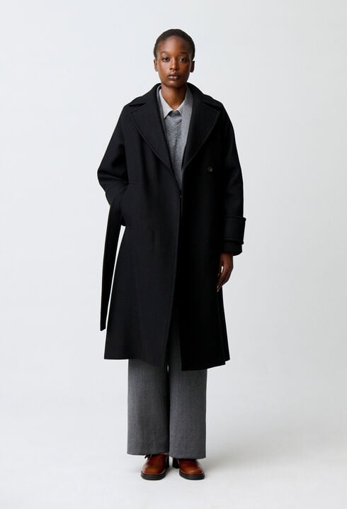 Mid-length wool blend coat