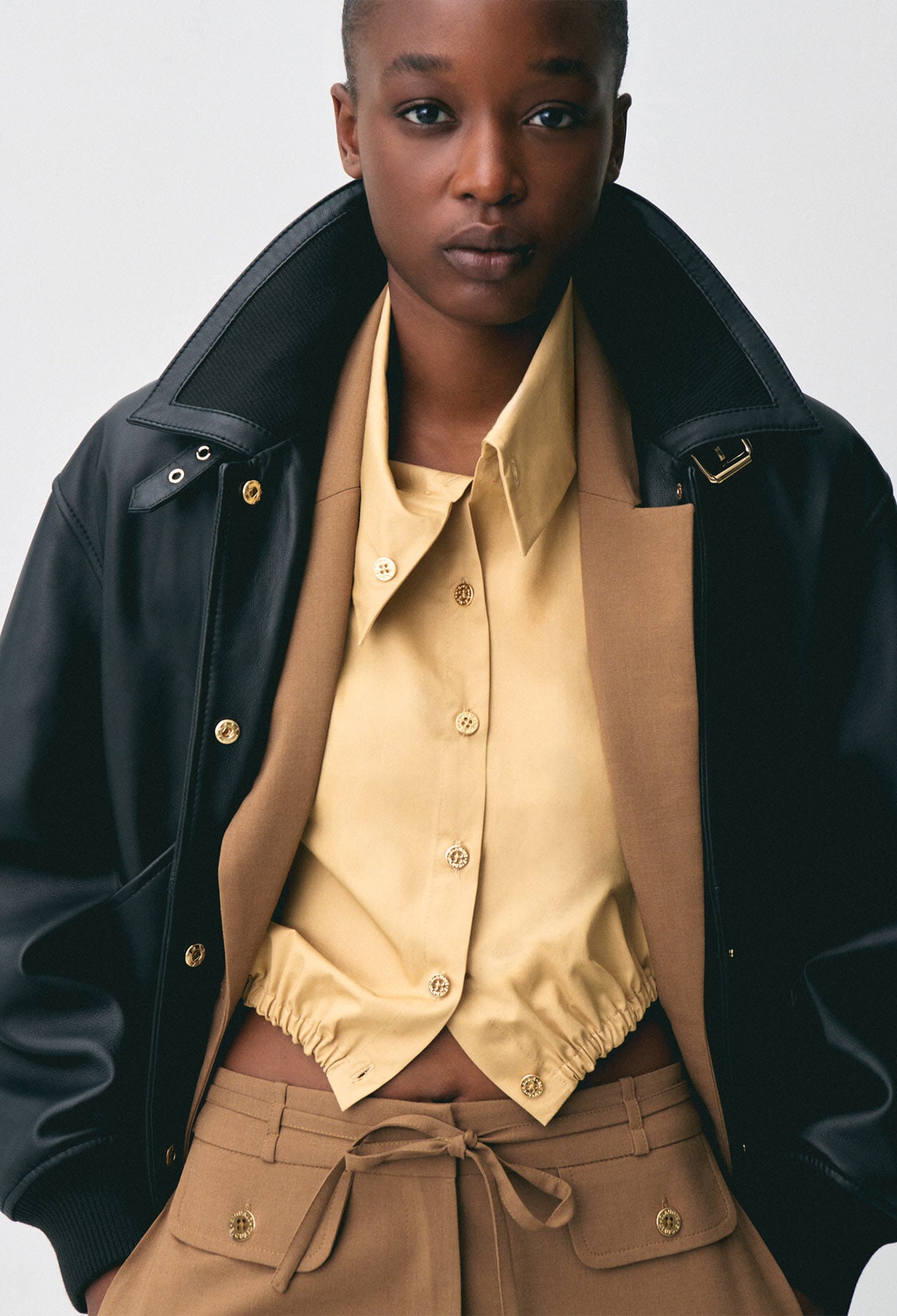 Leather bomber jacket