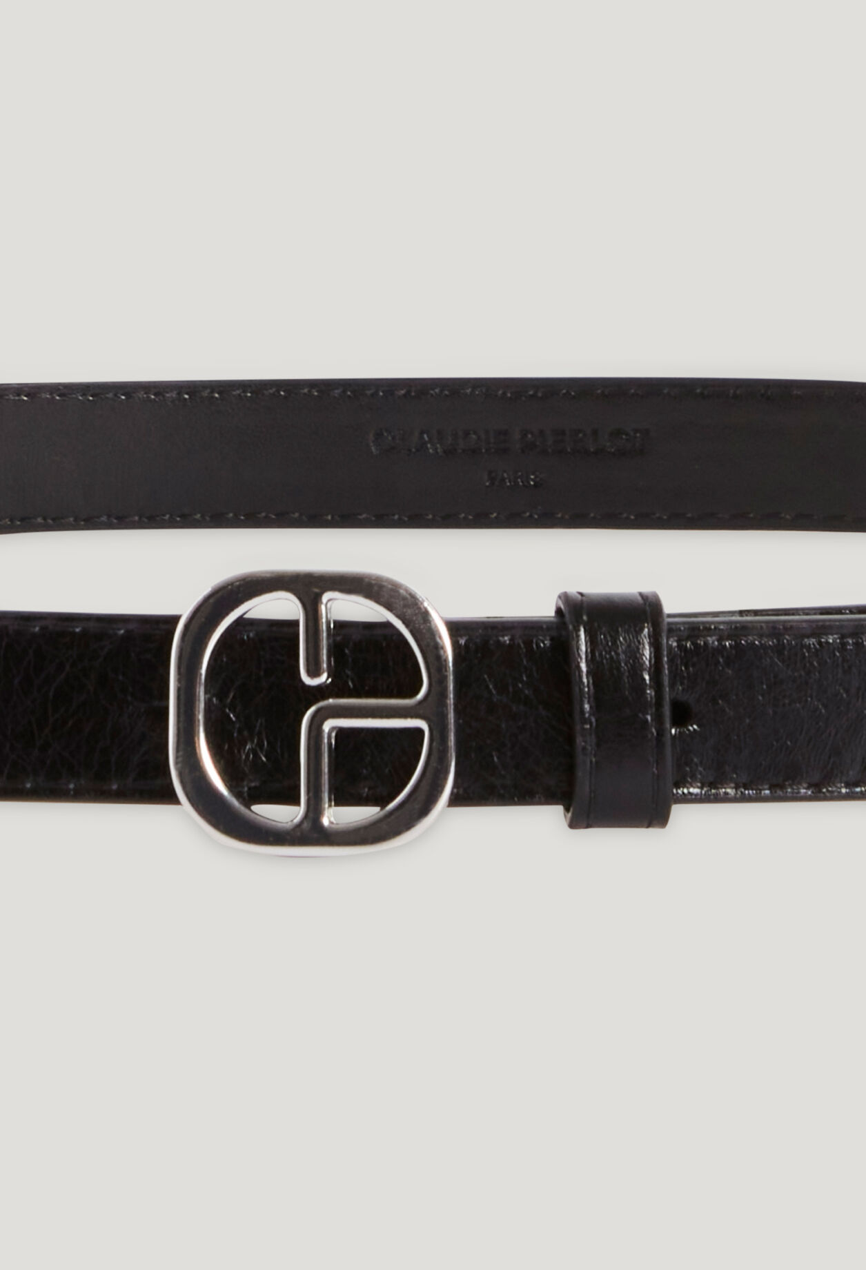 Black leather belt with rhinestones